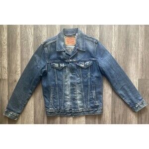 LEVI Strauss Blue Denim Jacket Trucker S Levi's stonewash bleach pattern 72334